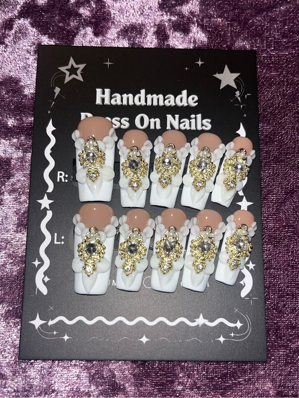 Set with White & Nude Gold Embellishments